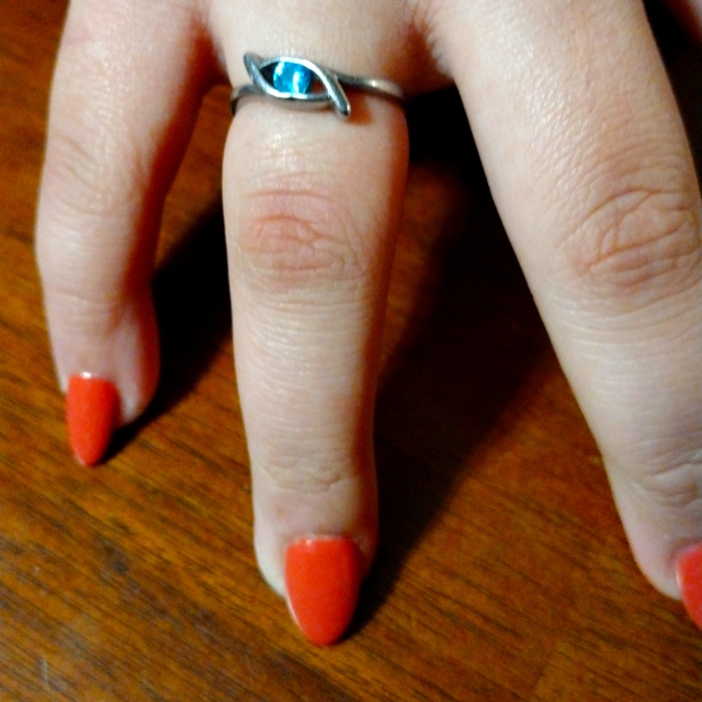 Aqua marine stone ring size 7